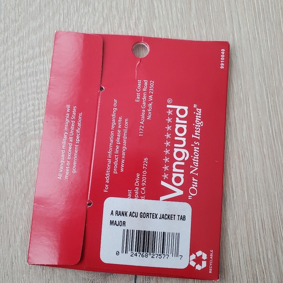 3/$20 Vanguard ACU Rank Gortex Major - Picture 2 of 2